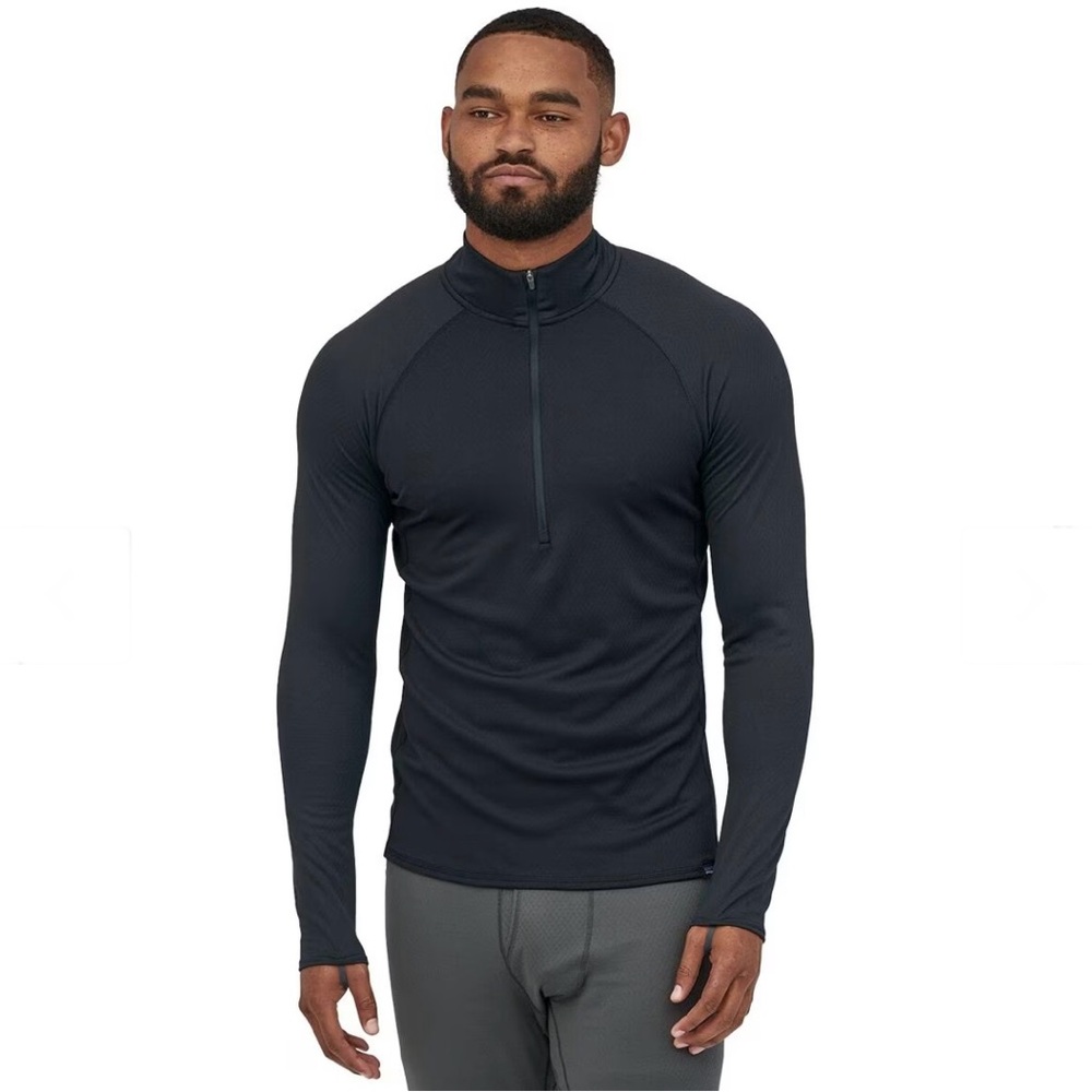 Patagonia Capilene 4 Zip-Neck Men’s Small 1/4 Zip Black Baselayer Long Sleeve